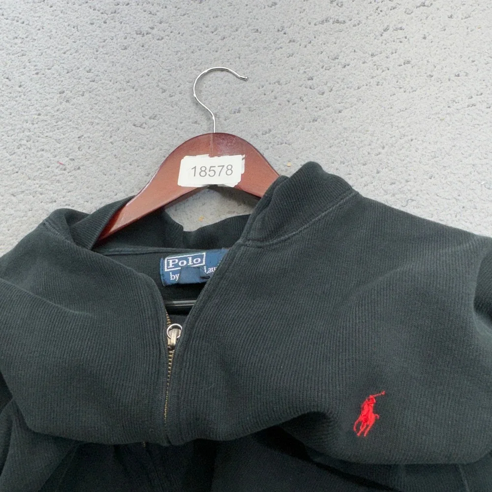Polo‎ Ralph Lauren Sweater Jacket Mens XL Black Sweater Pony Ribbed Knit